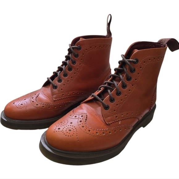 Dr. Martens Affleck Brogue Lace Up Boots English Tan Unisex 8M 9L Wingtip - Picture 1 of 8